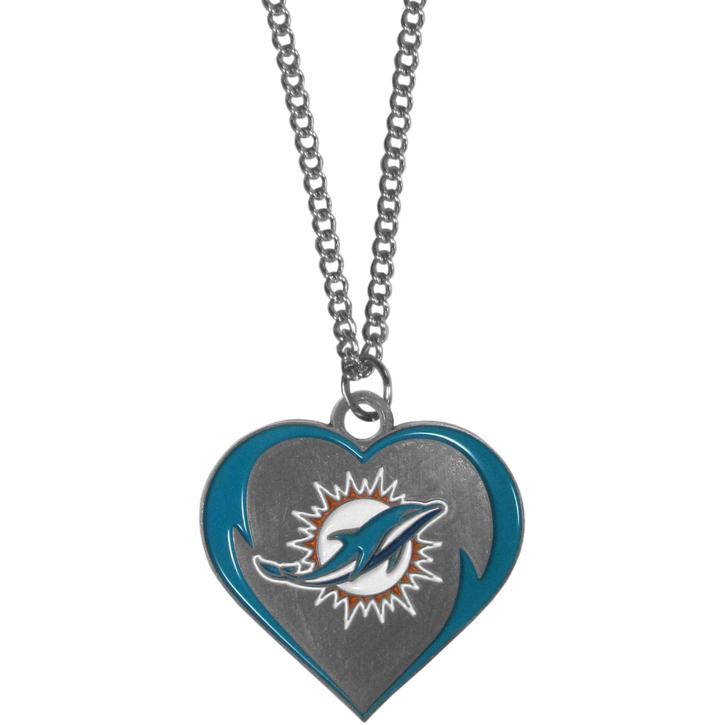 Siskiyou Sports NFL Miami Dolphins Womens Heart Necklace, Team Color, 22 inch