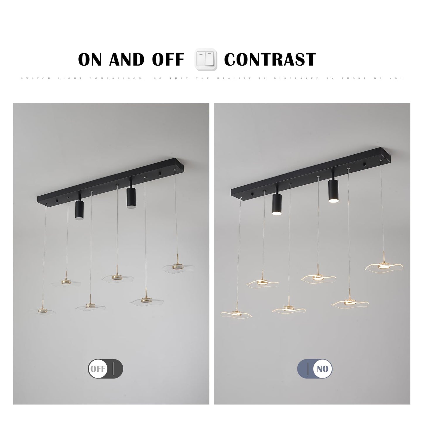 Siittoo Modern Chandeliers For Dining Room  40In Dimmable Led Pendant Lights Kitchen Island With Remote Control  Adjustable Height Kitchen Island Lighting Fixture With Spotlights(34W  6-Light)