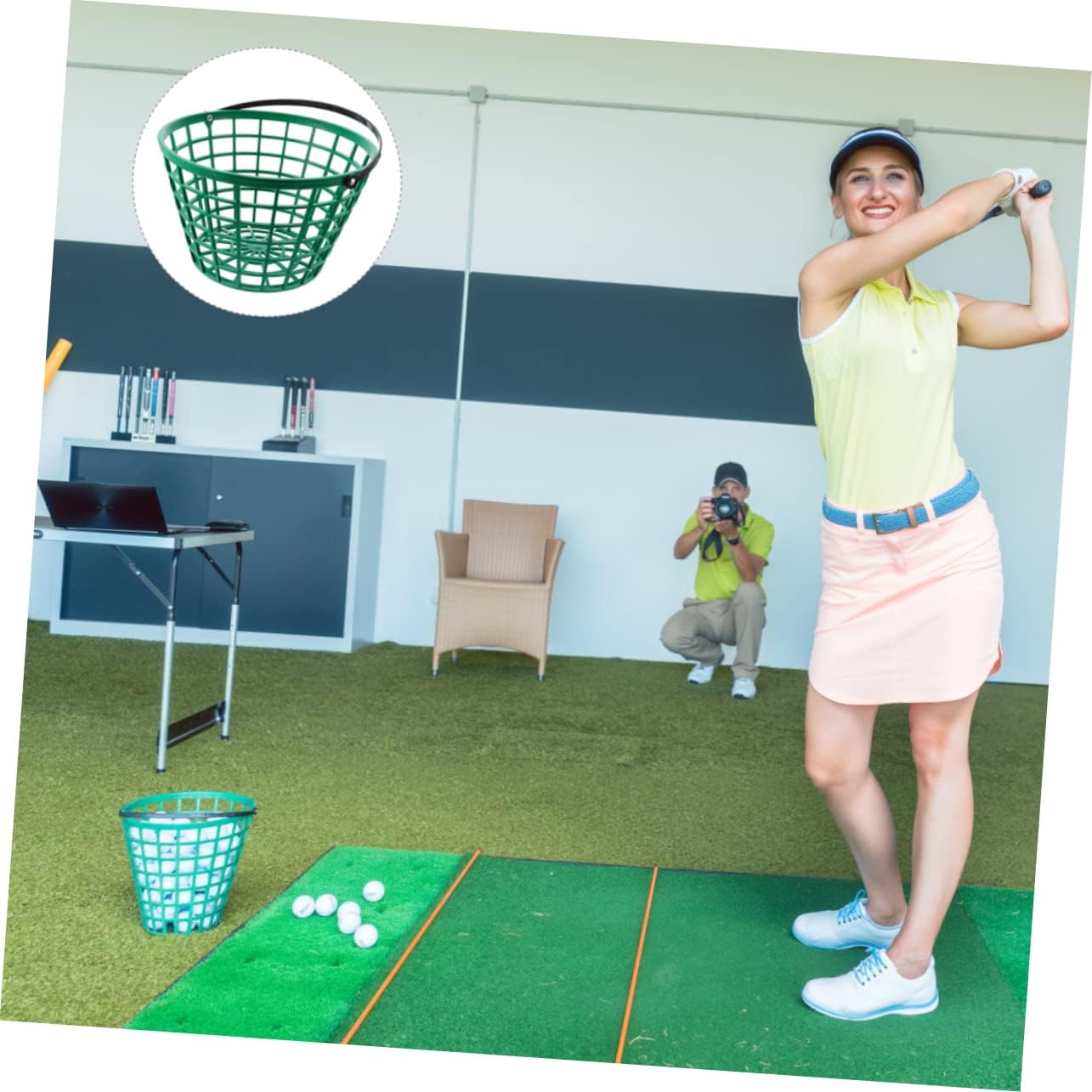Portable Golf Ball Storage Basket Container with Handle for Outdoor Sports Practice Organizing Balls and