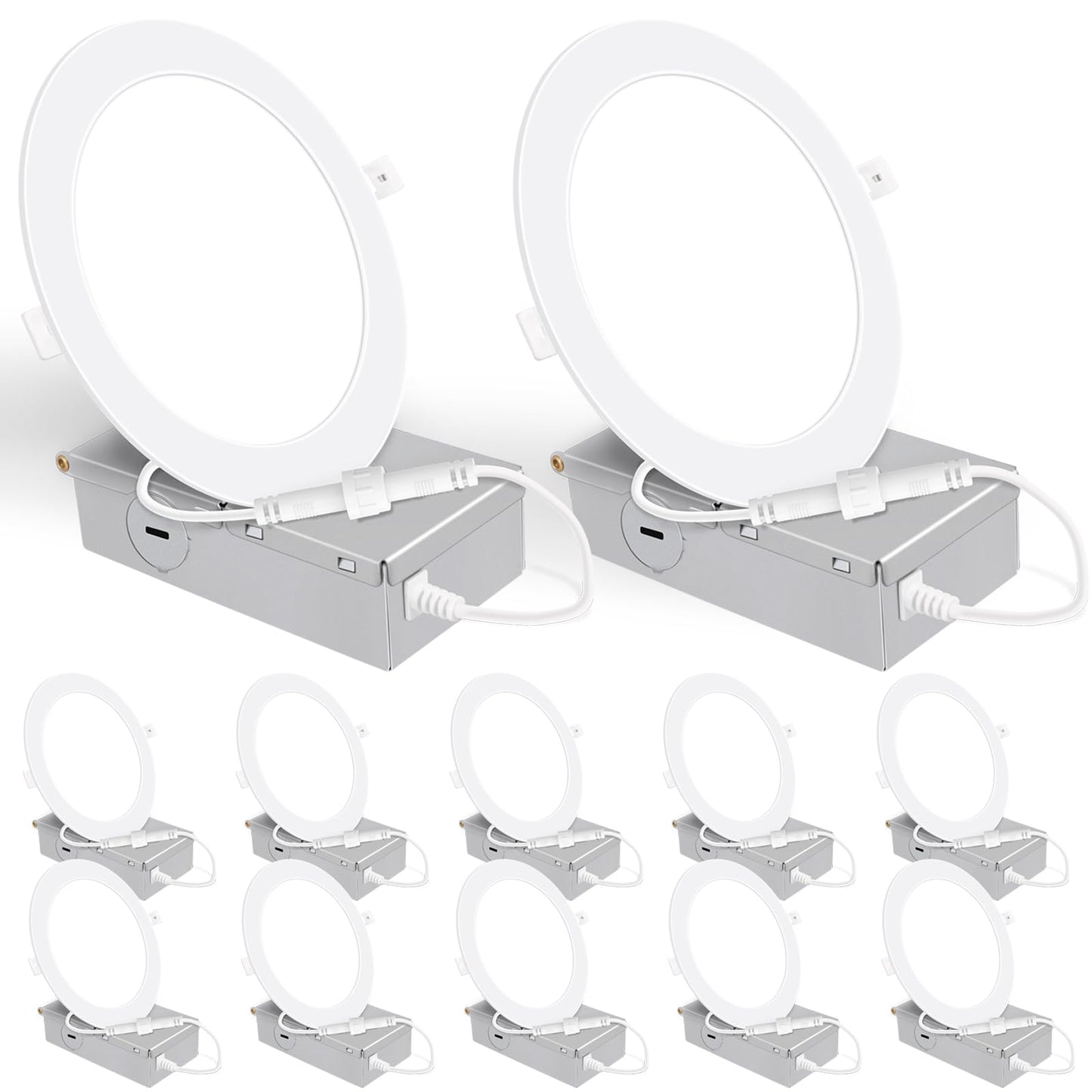 Energetic Lighting 12 Pack 6 Inch Slim LED Recessed Light, 900LM, 5000K Daylight, Dimmable, ETL & FCC Certified, Model JY