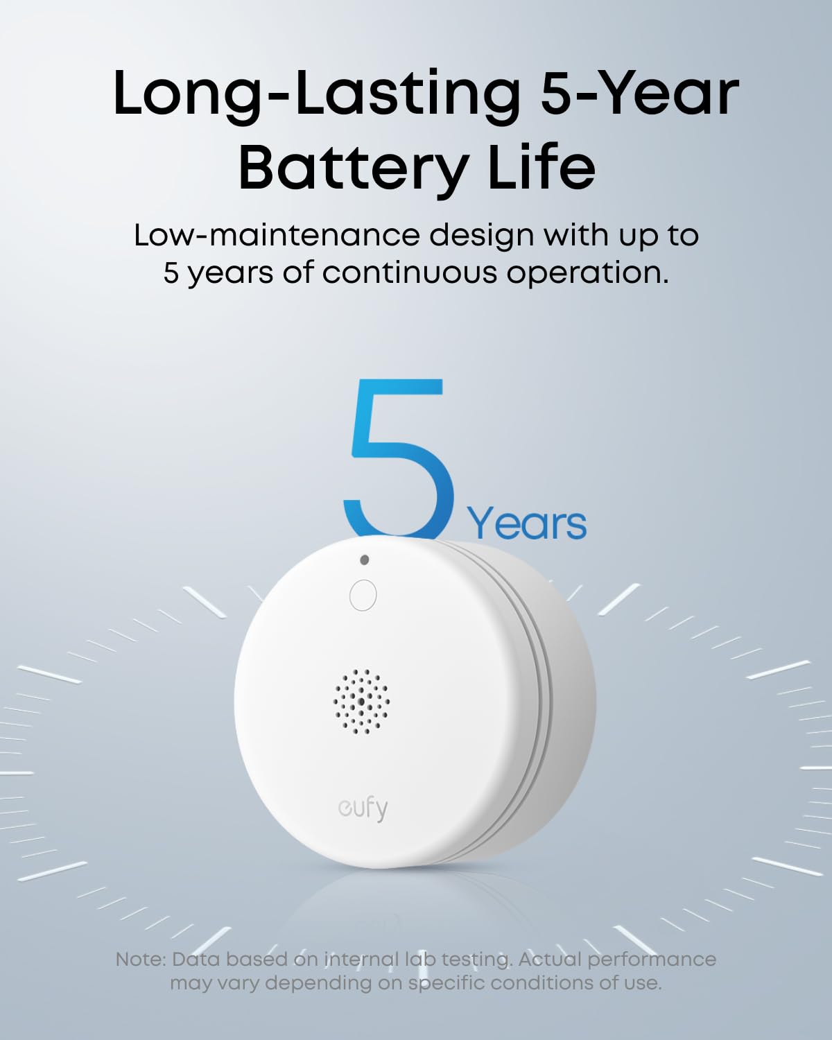 eufy Smoke Alarm E10, Accurate Fire Alerts, Ultra-Compact 70 mm Design,Extended 5-Year Battery Life, Long Communication Range, Requires HomeBase 2, 3, Mini, or Pro