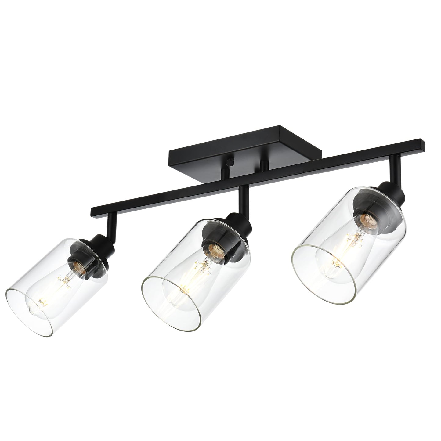Wanluce 3-Light Track Lighting Kit Black Track Lighting Fixtures Bathroom Wall Sconces Ceiling Mount Kitchen Tracking Lights  Rotatable Spotlight With Clear Glass Shade For Kitchen Shop Hallway
