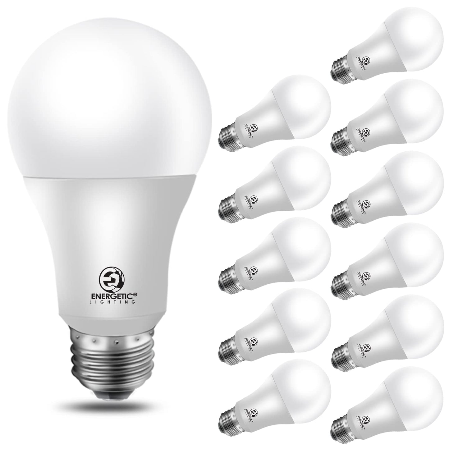 Energetic A19 LED Light Bulbs 100W Equivalent 3000K Warm White 13.5W 1600lm 12-Pack UL Listed