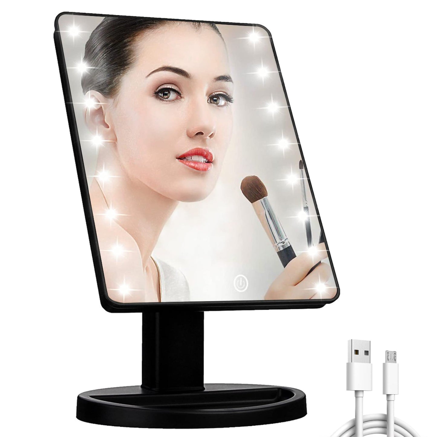 KOOKIN Lighted Vanity Makeup Mirror Led Lights 180 Degree Rotation Lighted Mirror Touch Screen Adjusted Brightness Desk Mirrors