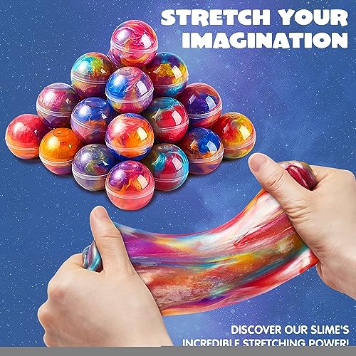 JOYIN Slime Party Favors, 24 Pack Galaxy Slime Ball - Stretchy, Non-Sticky, Mess-Free, Stress Relief, and Safe - Toys for ...