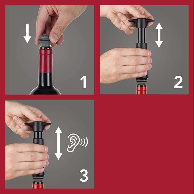 Vacu Vin Wine Saver Vacuum Stoppers - Set of 6 - Multicolor - for Wine Bottles - Keep Wine Fresh for Up to a Week with Airtight Seal - Compatible with Vacu Vin Wine Saver Pump