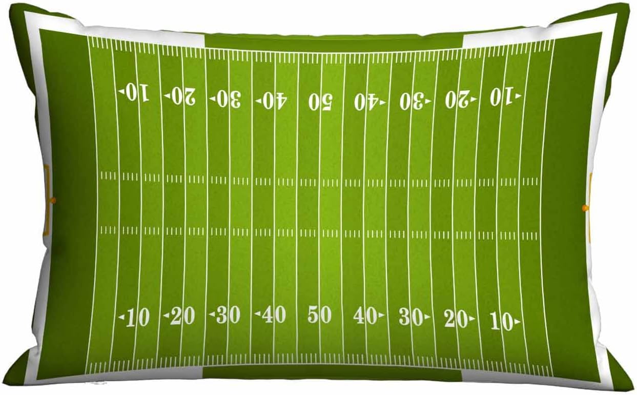 Mugod Home Decor Pillow Cases Green Football Field with Number Lines,Cushion Cover Oblong Rectangle for Men Women Boys Girls for Sofa Bedroom Livingroom 20x30 Inches