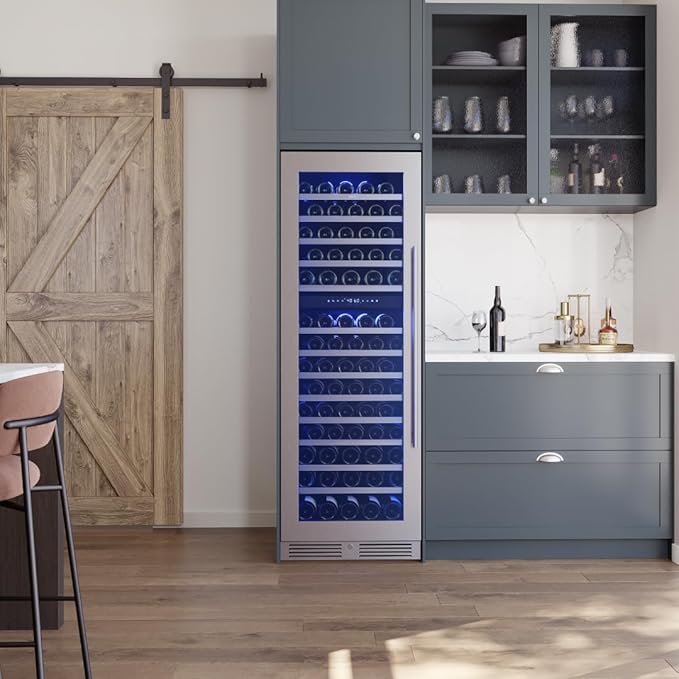 Zephyr Presrv 24 Inch Wine Fridge Full Size Dual Zone - Wine Cooler Cellars Large Cabinet Wine Refrigerator Home Bar Chiller Freestanding with French Glass Door - 138 Bottles 750 ml