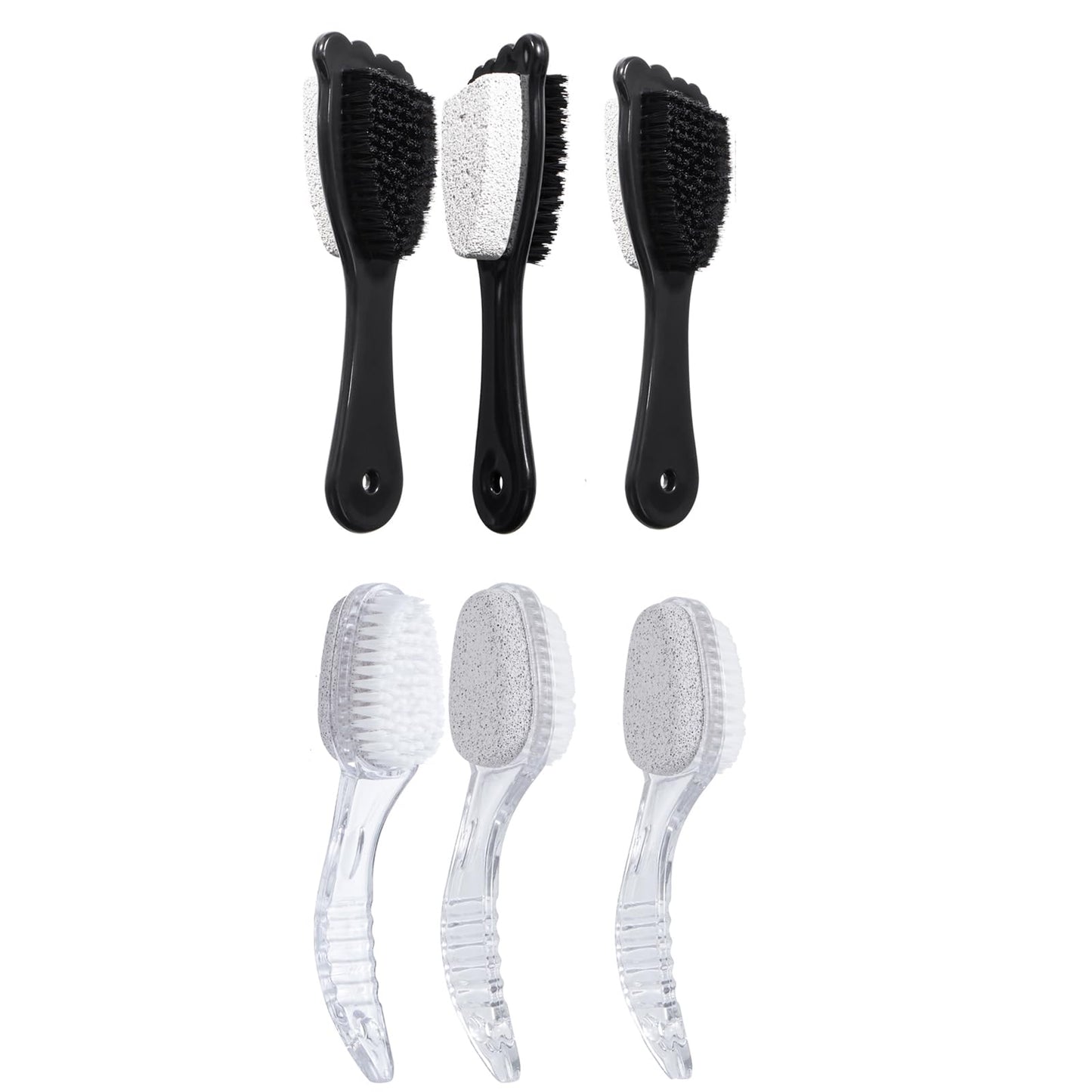 6 Packs Foot Pumice Stone Brush Callus Remover, Beomeen 2 in 1 Foot Shower Pedicure Scrubber with Handle, Foot File with Dense B