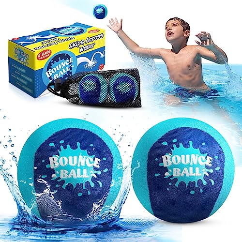 Bambilo Water Skipping Ball | 2-Pack Bounce Balls | Water Bouncing Beach Balls & Grip Ball | Pool Toys for Kids Age 5-8-12...