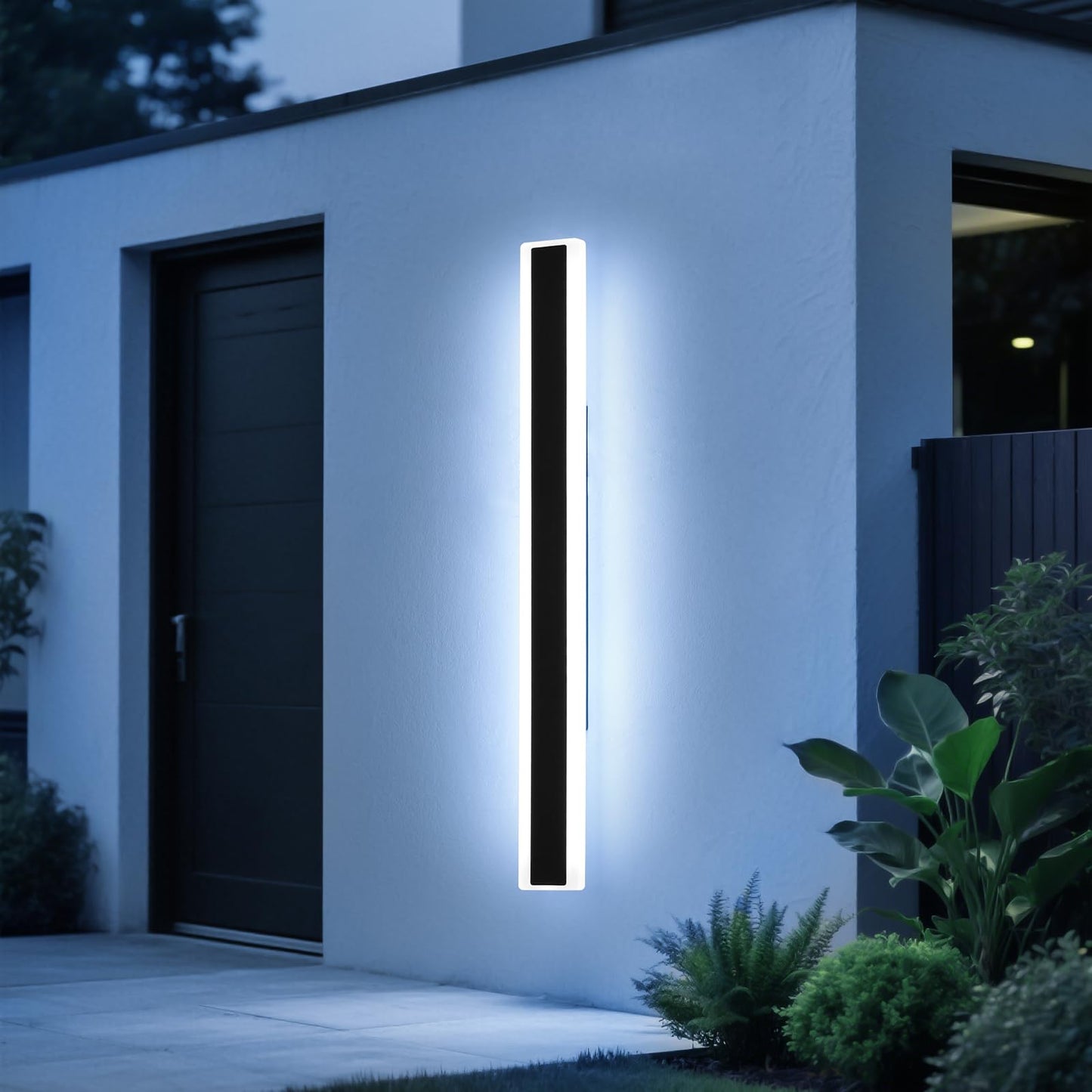 Mikeru 70.8Inch Long Led Wall Light  6000K Cool White Modern Outdoor Wall Light Ip65 Waterproof Black Acrylic Porch Exterior Lighting Fixtures  Exterior Wall Mount Lights For Garage Front Door