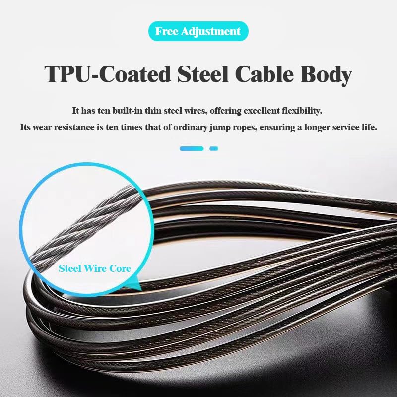 LANGETUKEE Speed Jump Rope - Professional Aluminum Alloy Skipping Rope with 360° Bearings - Adjustable 4mm Steel Cable for...