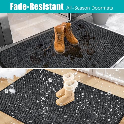 Azadx 2'x4' Indoor Outdoor Door Mat Heavy Duty Front Door Mat Ultra Absorbent Muddy Dirt Resist Welcome Door Mats Non-Slip...