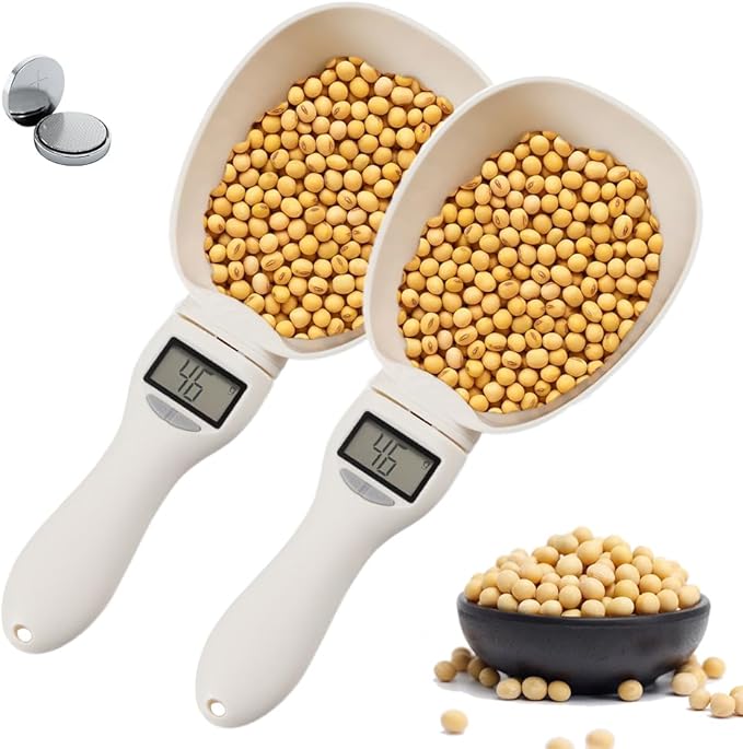 Digital Measuring Spoon, 2026 New Food Digital Measuring Scoop Scale 800g / 0.1g High Precision with LCD Screen,Household Weighing Scoop for Kitchen and Dog Cat Food (2Pcs)