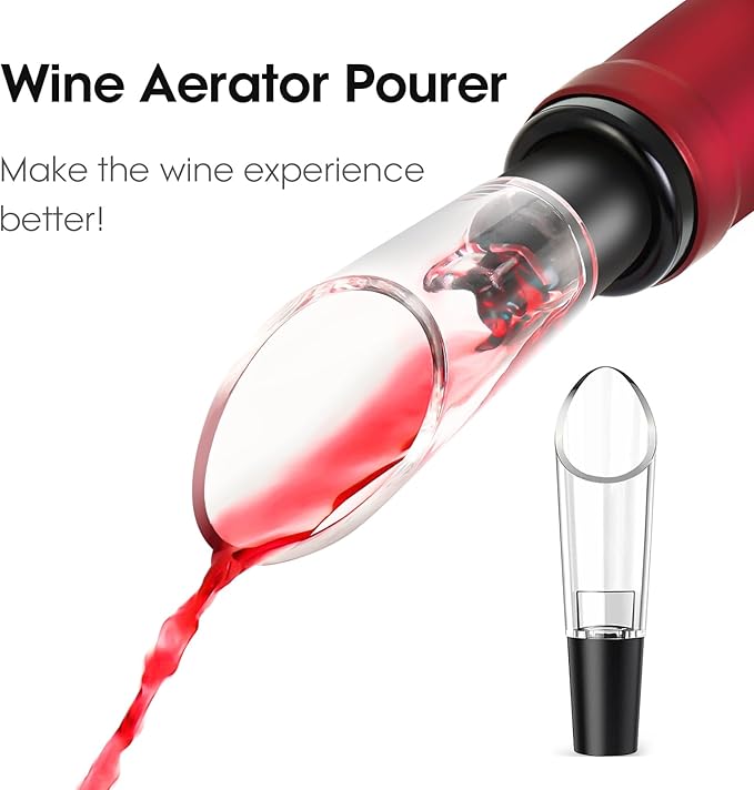 Wine Opener Gift Set Premium Wing Corkscrew Wine Bottle Opener with Multifunctional Bottles Opener, Wine Foil Cutter, Wine Vacuum Stopper, Wine Aerator Pourer Upgrade for Wine Lovers Man Woman, Silver