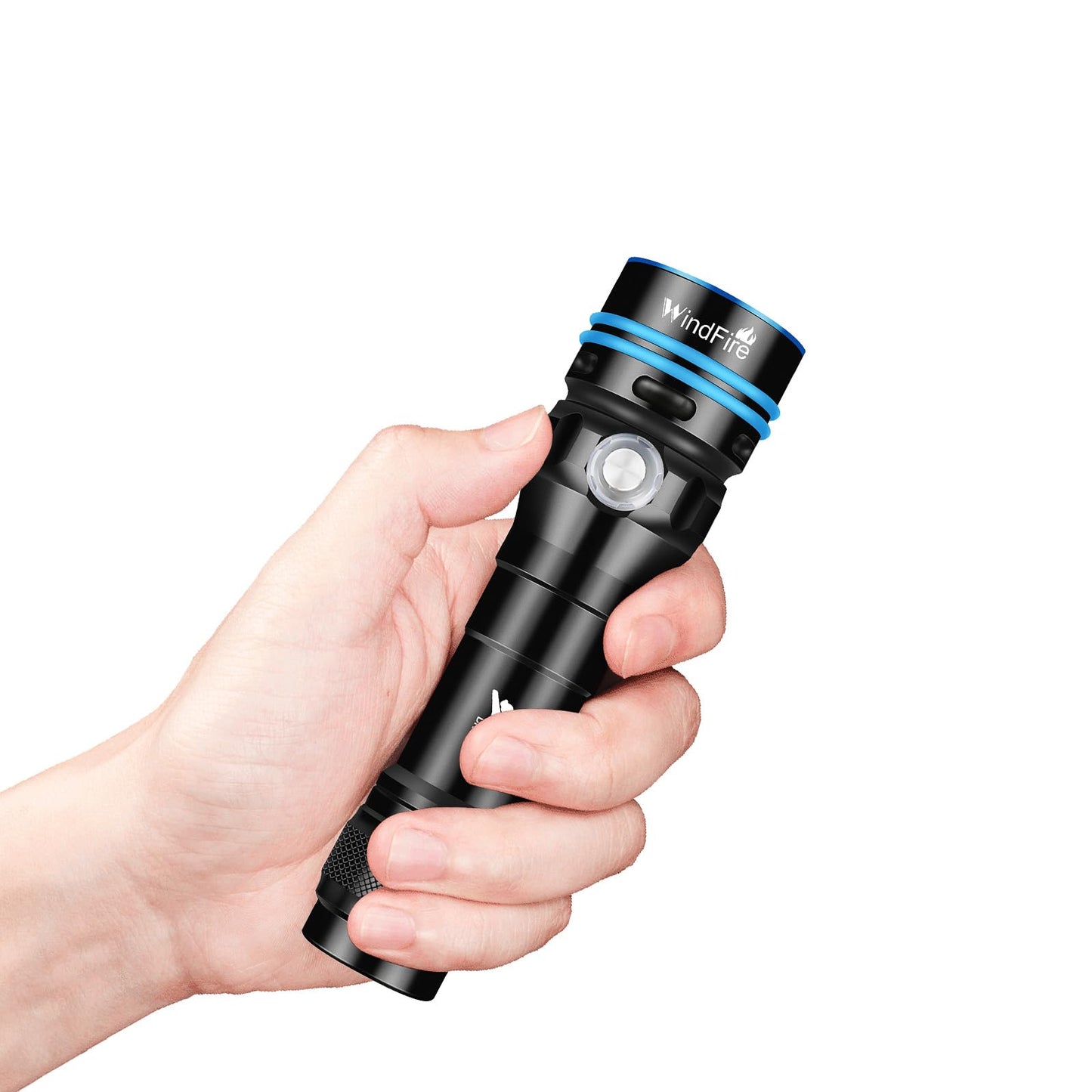 Windfire Dive Light - Super Bright Rechargeable Diving Flashlight With 4 Modes & Power Indicator  Narrow Angle Focused Beam  Waterproof Torch For Snorkeling  Scuba Diving & Underwater Exploration