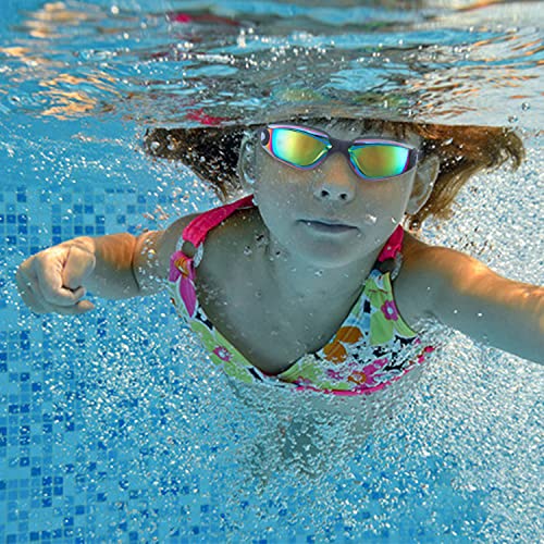 Romoc 4 Pack Kids Swim Goggles Ages 6-14 UV Protection Anti Fog No Leaking Pool Swimming Goggles for Boys Girls Youth
