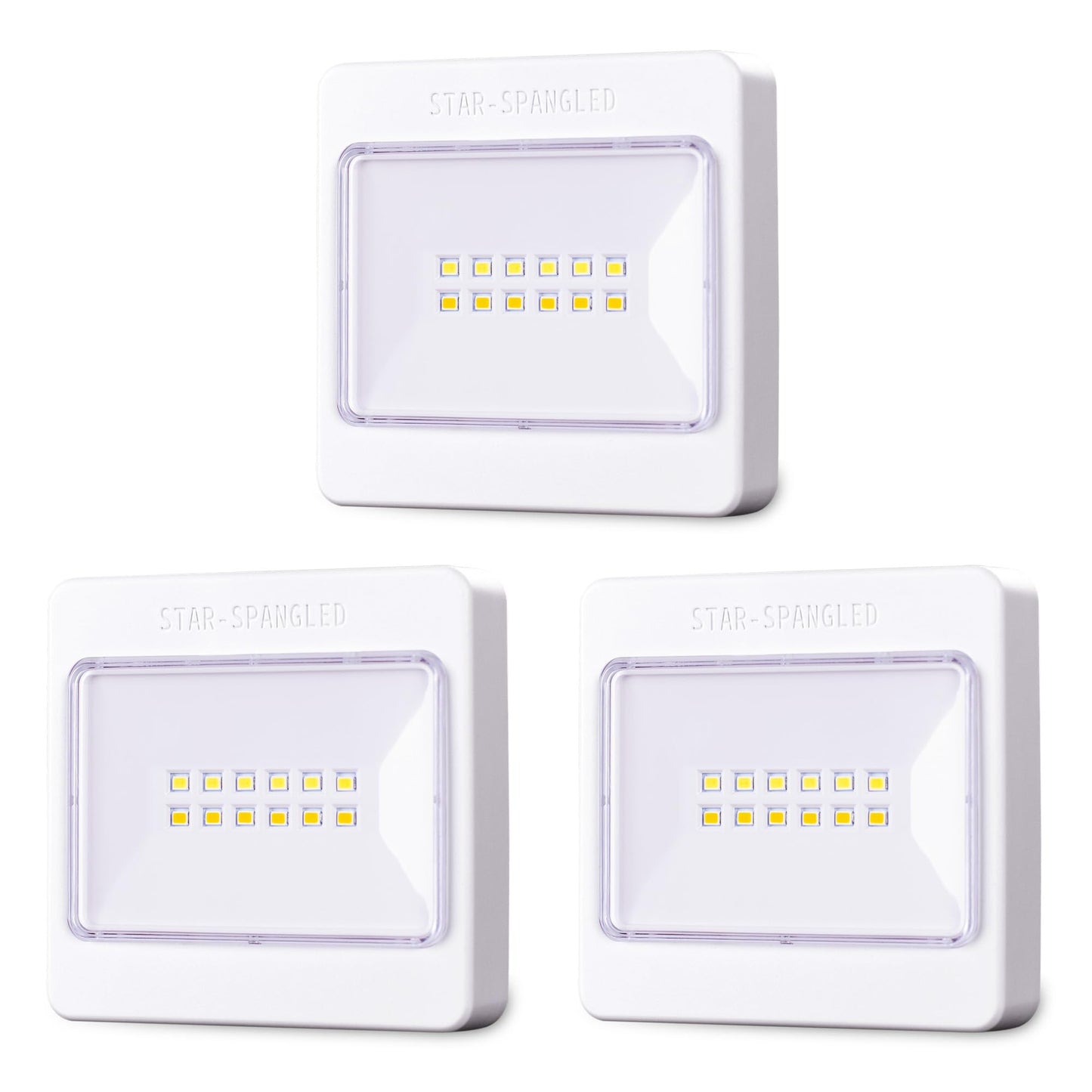 Star-Spangled 3 Pack 3.7  Dimmable Push Tap Lights  Stick On Led Touch Lights Aa Battery Operated  3 Color Modes Sticky Button Lamps For Classroom  Kitchen  Under Cabinet  Closet