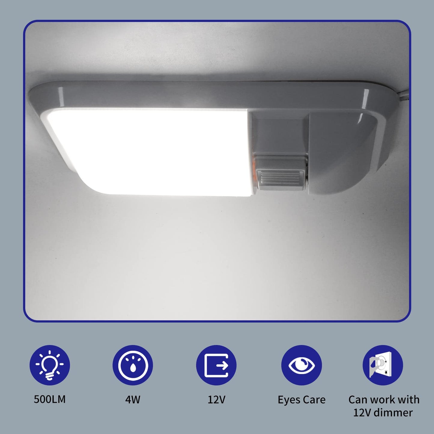 Rvzone 12V Led Rv Ceiling Dome Light Frosted Rv Interior Lighting 500Lm Single Dome Light Fixture For Rv Trailer Camper Truck Van Boat (Natural White 4000-4500K)