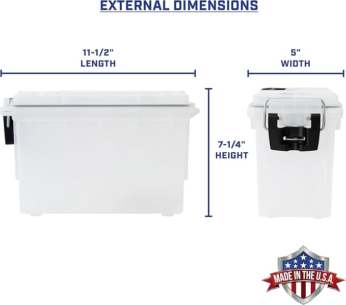 Sheffield 12793 2-Pack Ammo Storage Box, Stackable .30 Cal Field Boxes, Water and Dust Resistant, Lockable Storage Box with Handle, Secures Hunting Gear, Supplies, and Bullets, Made in The USA, Frost