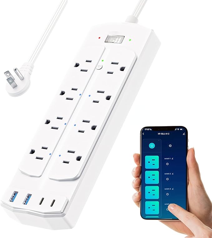 Smart Power Strip, Yozisital Surge Protector with 6 Smart Outlets and 4 USB Ports, 5FT Flat Plug Extension Cord for Home O...
