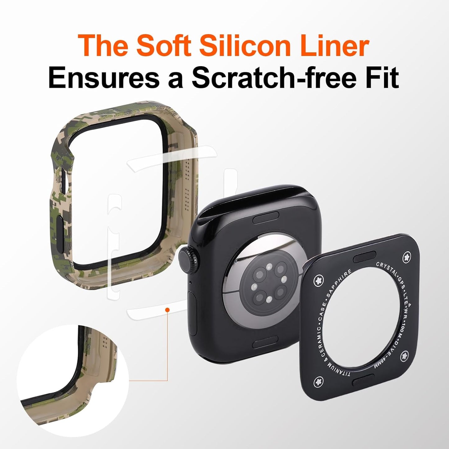 Metal Case Compatible with Apple Watch Series 11/10 46mm, Rugged Ultra-Thin Protective with Ceramic Like Back Cover, Shockproof Lightweight Apple Watch Series 10 Screen Protector