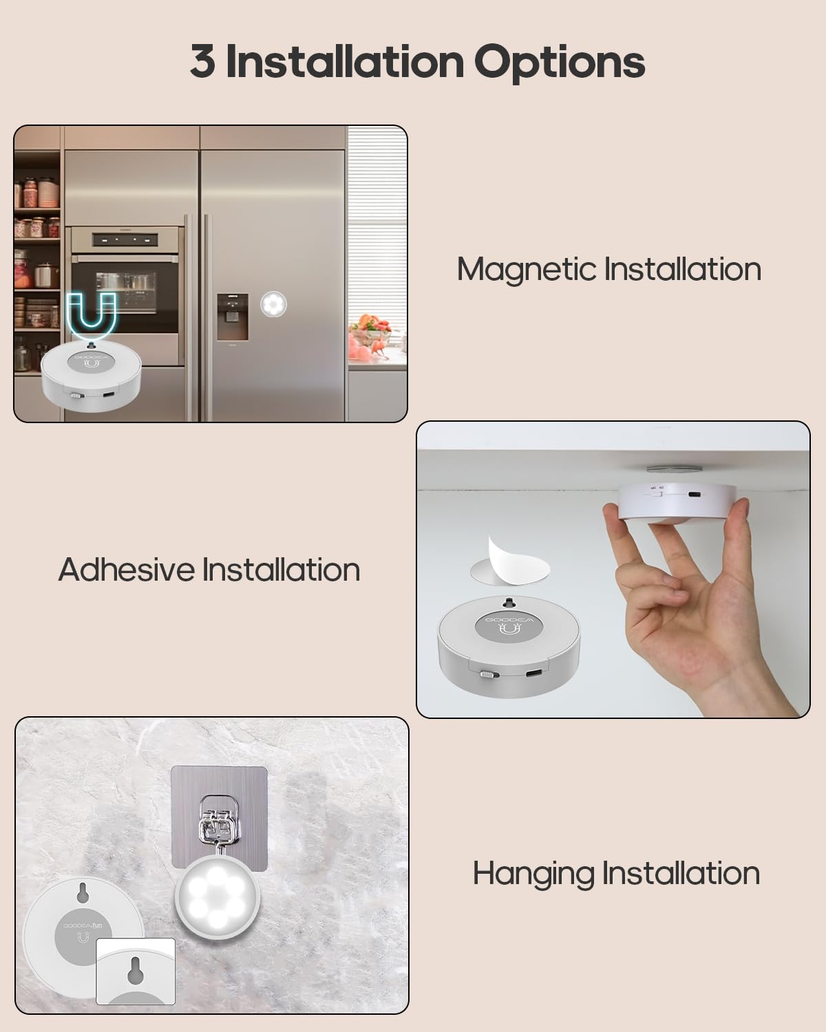 GOODEA.fun Puck Lights with Remote, 13 RGB Colors LED Under Cabinet Light, Rechargeable Battery Operated Under Cabinet Lighting Tap Lights, Stick on Lights with Dimmer and Timer（6 Pack）