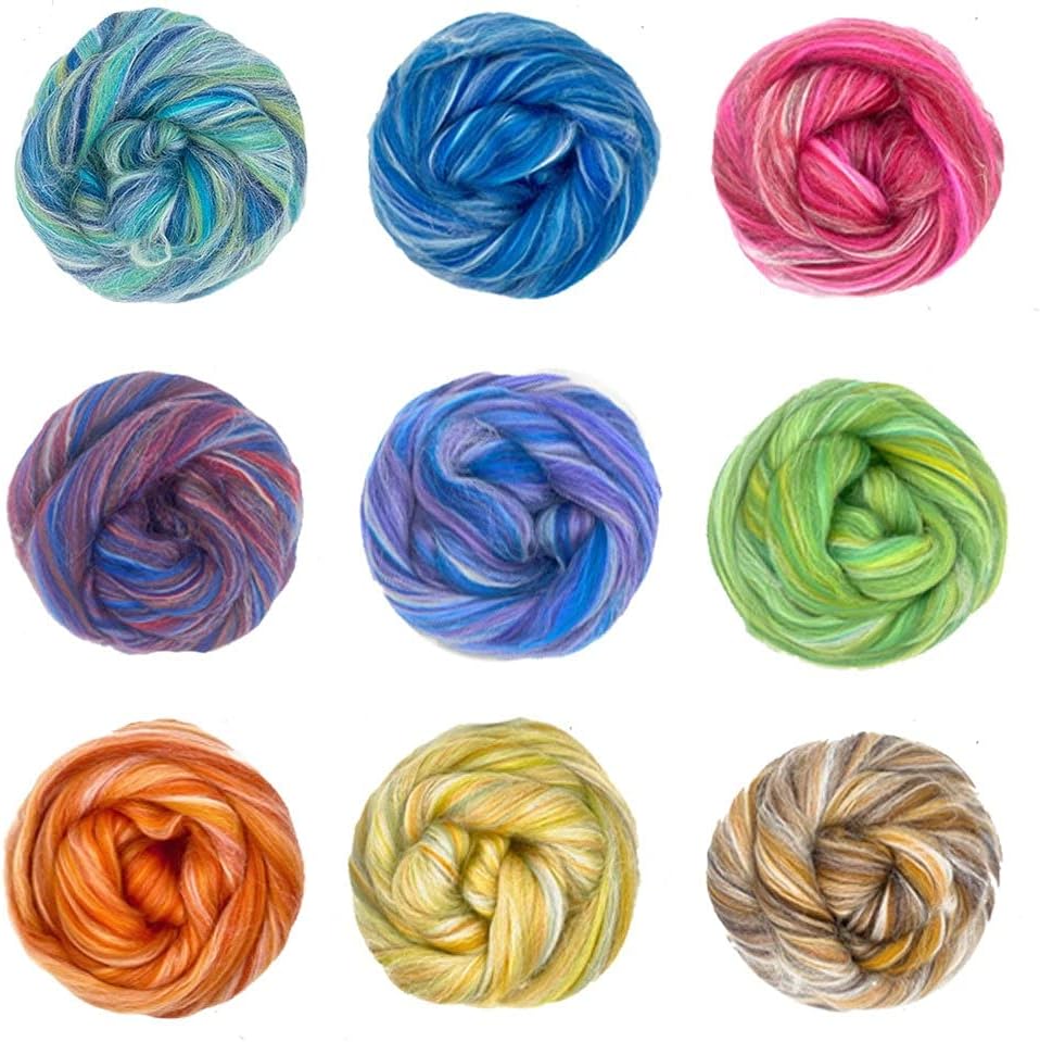 Revolution Fibers – Constellation Range Roving (8 Ounces) | Multicolored Tonal Blend of 70% Dyed Merino and 30% Tussah Silk Combed Top | Soft Fiber for Felting, Spinning, Knitting (Gemini Purple)