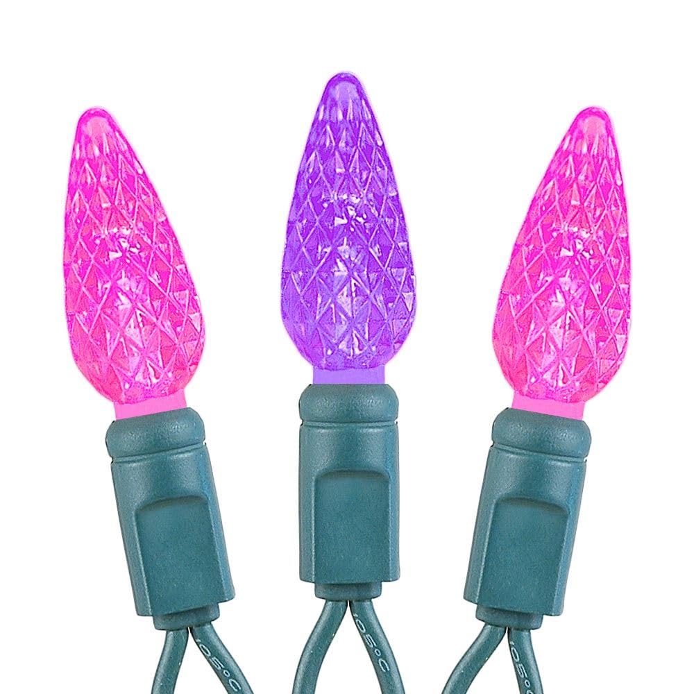 Novelty Lights 24Ft 70 Led C6 Led ValentineS Day String Lights  Outdoor Christmas Tree Commercial Grade Led String Lights  Permanent Christmas Lights Outdoor Tree Decorations Outdoor (Pink/Purple)