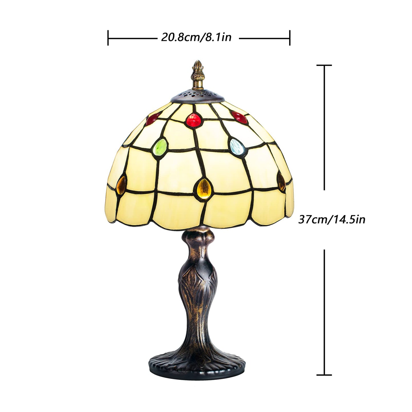 MIAOKE Tiffany Table Lamp - Stained Glass, Handmade, Antique Style, Ideal for Bedroom, Living Room, Desk - Color: Tiffany Table 2