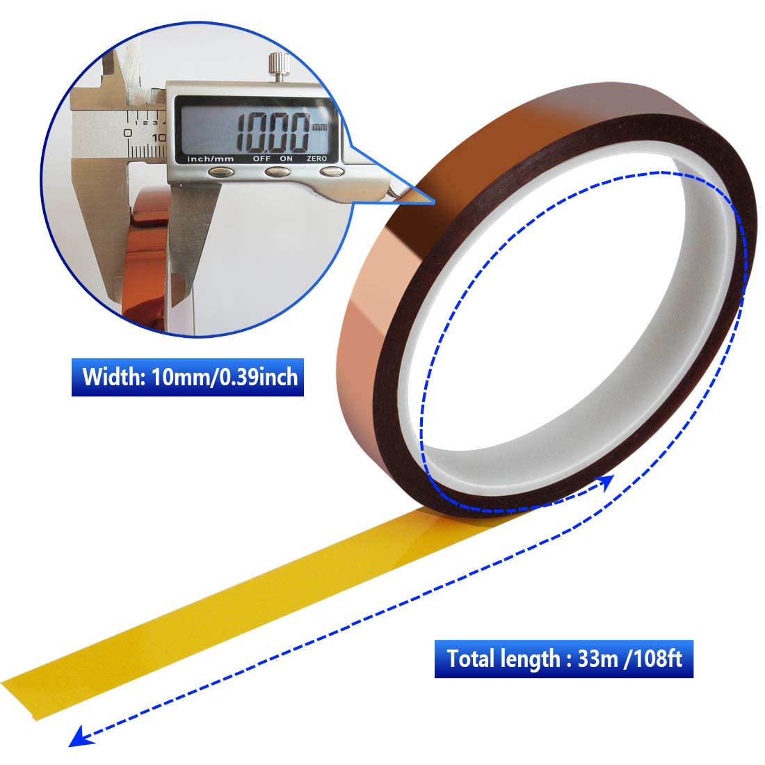 MEBMIK Heat Tape for Sublimation Transfer, Heat Resistant/Press, Adhesive Transfer Tape, Thermal, No Residue, 4 Rolls 10mm x33m(108ft)
