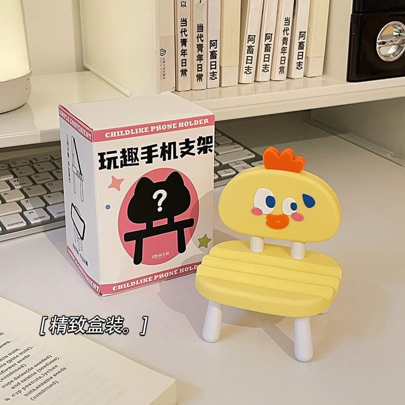 Super Cute Funny Face Animal Chair Cell Phone Stand, Adjustable Mobile Phone Support‌ Holder‌ Cellphone Mount‌ for Desk, Compatible with Phone 17 16 15 14 13, Smartphone, Pad, Tablet-Pink Rabbit