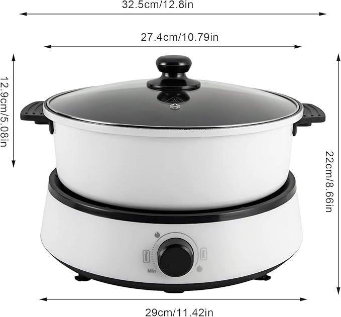 4L/4.2Qt Electric Hot Pot,Portable Electric Pan 1350W,Non-Stick Electric Skillet 1-5 People,Multi-Cooker for Parties, Barbecues,Camping,Travel (White)
