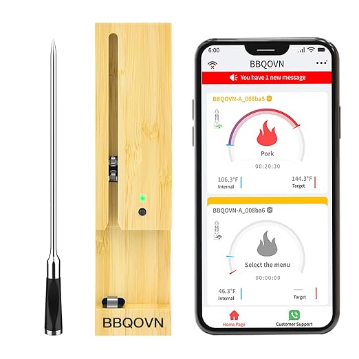 Wireless Meat Thermometer Digital, 777ft Long Range Bluetooth Meat Thermometer for Turkey, Smart Food Thermometer for Oven, Grill, Smoker, BBQ, Air Fryer, App Remote Monitor (Upgrated)