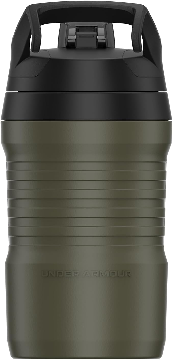 Under Armour 32 oz Insulated Water Bottles - Sports Water Jug with Fence Hook, Leak Resistant for Baseball, Football & More, 32 oz Insulated, Marine OD Green