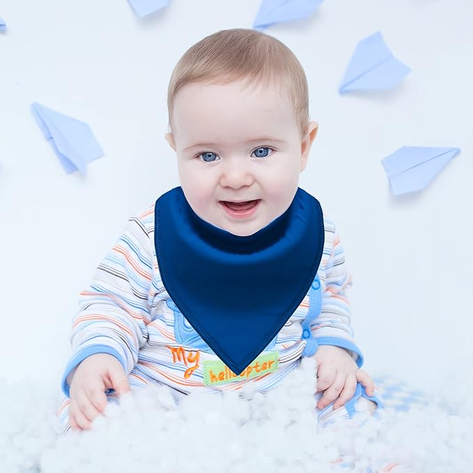 Baby Bibs Bandana Drool Bibs 10 Pack for Infant, Boys, Girls, Unisex 100% Cotton Drooling Bibs Soft and Absorbent (Blue and brown)