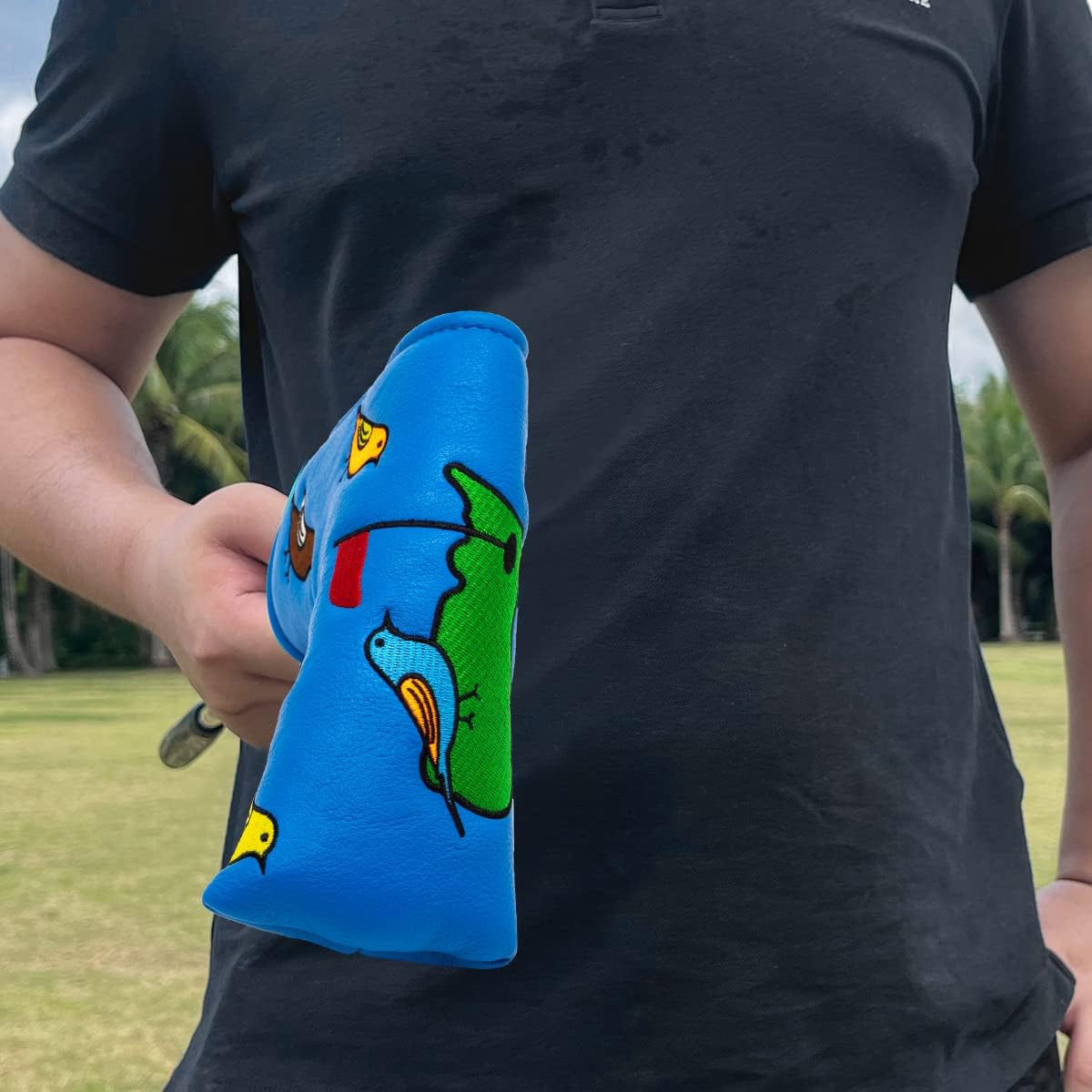 Barudan Golf Birdie&Green Golf Putter Cover Headcover Magnetic Blue PU Leather Made Golf Headcovers for Putters
