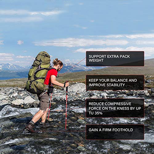 BISINNA Collapsible Trekking Hiking Poles- 2 Pack Folding Aluminum Walking Sticks with Quick Lock System 4 Season Accessor...