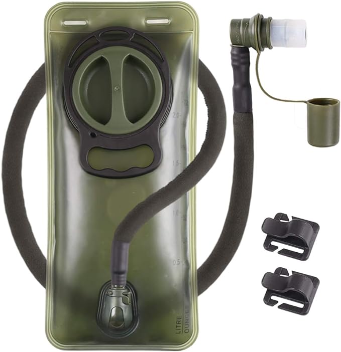 2L Hydration Bladder, BPA Free Water Bladder for Hiking Backpack 2 Liter Military Green Water Storage Bag with Insulated T...