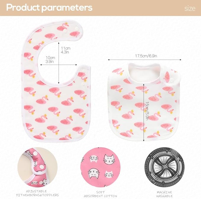 Pack of 6,Baby Bibs,Unisex,Soft and Absorbent,Adjustable,Easy to Use