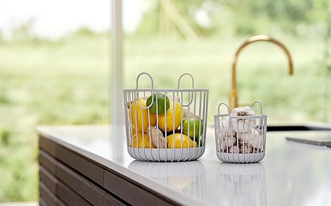 Zone Denmark Versatile Metal Basket - Stylish and Practical Kitchen Accessory for Organization and Storage Soft Gray, 4.1" x 5.3" inches