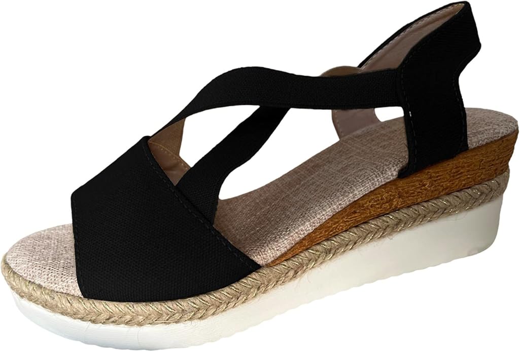 JEUROT Espadrilles Wedge Sandals for Women Open Toe Summer Dressy Sandal Ankle Strap Comfortable Platform Walking Shoes