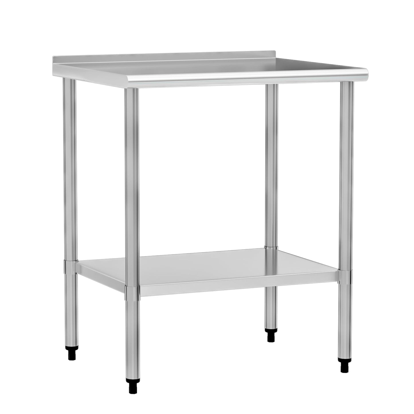 Chingoo Stainless Steel Work Table 24x30 Inch with Adjustable Undershelf & Backsplash, Heavy-Duty Prep Table for Commercial Kitchen, Restaurant, Garage, Outdoor