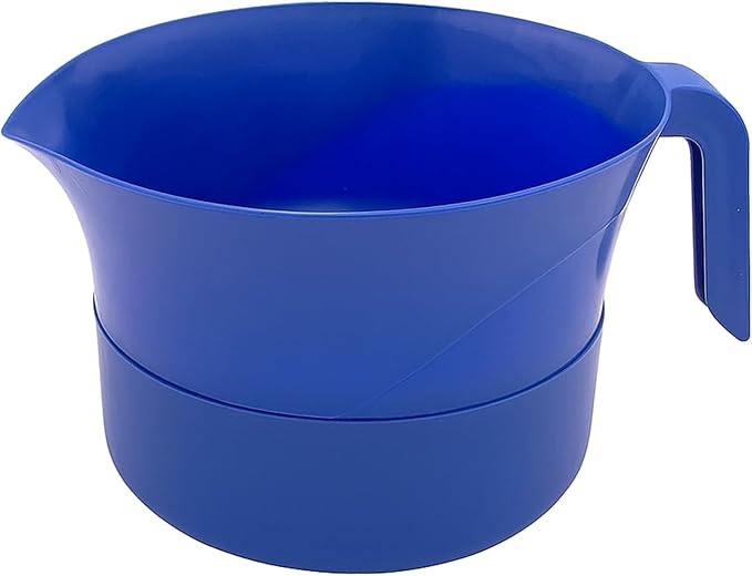 3-Piece Colander Grease Strainer Set – Blue Grease Separator with Handle, Container & Lid – Strains Bacon, Pasta, Ground Beef – BPA-Free Kitchen Gadget