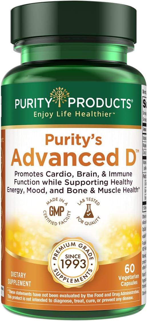 Purity Products Dr. Cannell's Advanced D from Vitamin D3 Super Formula - Packed with Vitamin D, Vitamin K2, Zinc, Magnesium Citrate, Boron and Taurine - 60 Vegetarian Capsules
