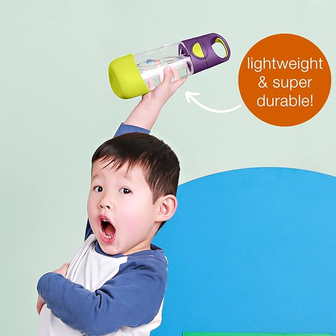 b.box 15oz Tritan Straw Bottle: Kids Water Bottle for Toddlers & Up. Spill Proof, Leak Proof, BPA Free. Great for School/Daycare or Next Step after Sippy Cups (Blue Slate)