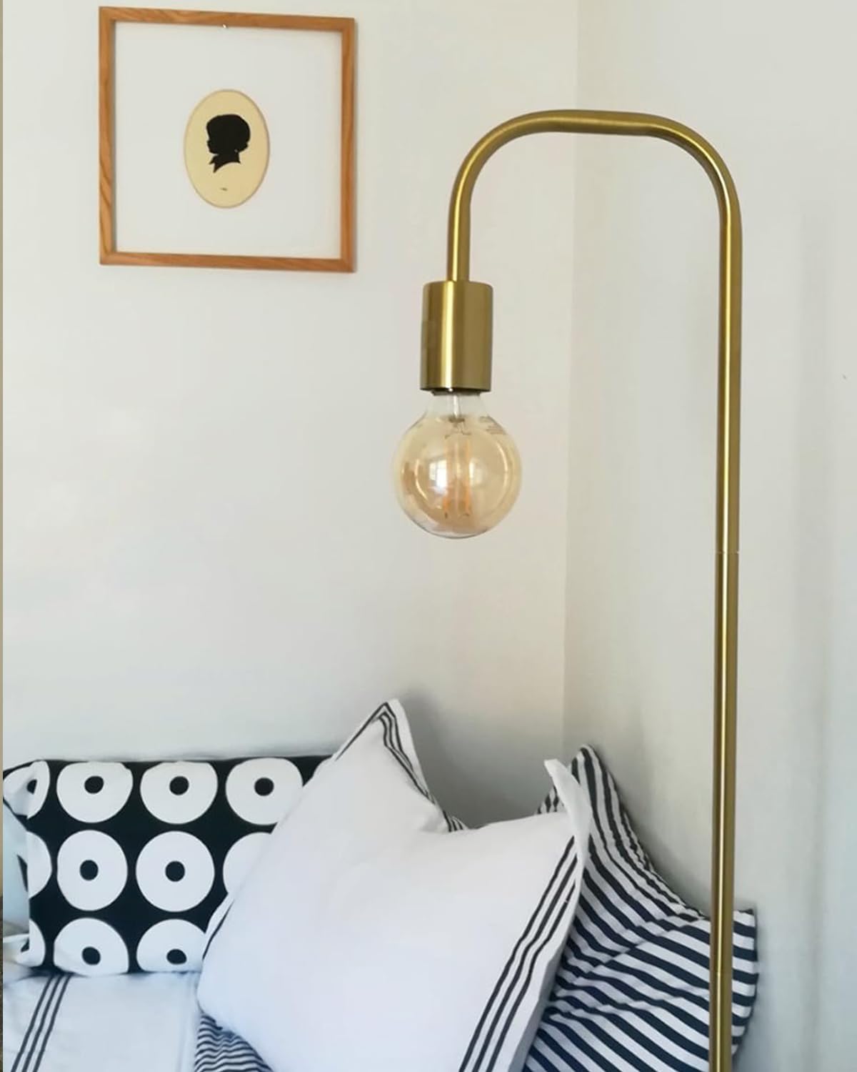 Oneach Industrial Floor Lamp - 63.75 Antique Brass Gold, Minimalist Design For Living Room, Bedroom, Office - Model Amz-F2016-Gl
