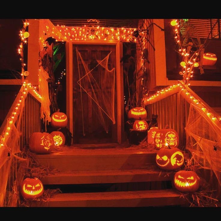 Lamphome Orange Halloween Light  100 Count 20Ft String Light 120V Ul Certified Orange String Lights  Plug In Brown Wire Fall Lights Waterproof For Spooky Thanksgiving Party Decor