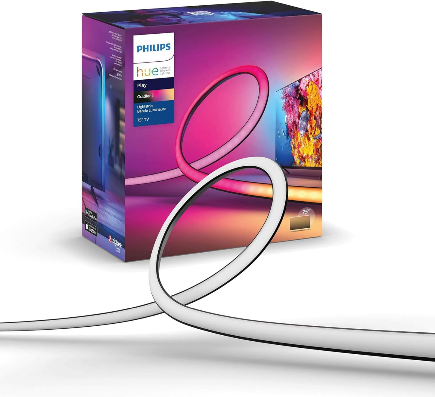 Philips Hue Gradient LightStrip, 75-Inch, Black, Sync with TV & Music, Model 560425
