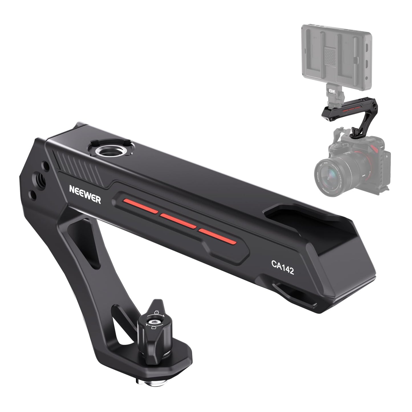 Neewer Basic Lightweight Camera Top Handle With 3/8 Locating Pin For Arri, High Strength Cage Plastic Handle Grip W/ 1/4 3/8 Scr